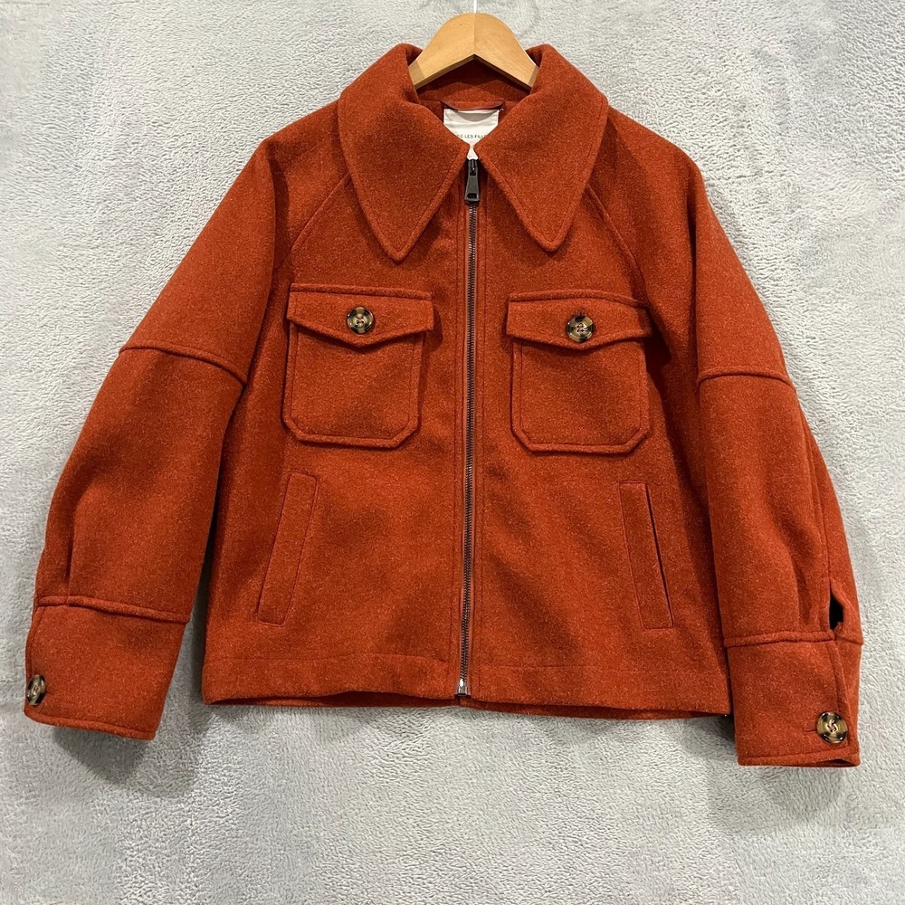 Avec Les Filles Jacket Womens Small Zip Overzied Orange Anthropologie